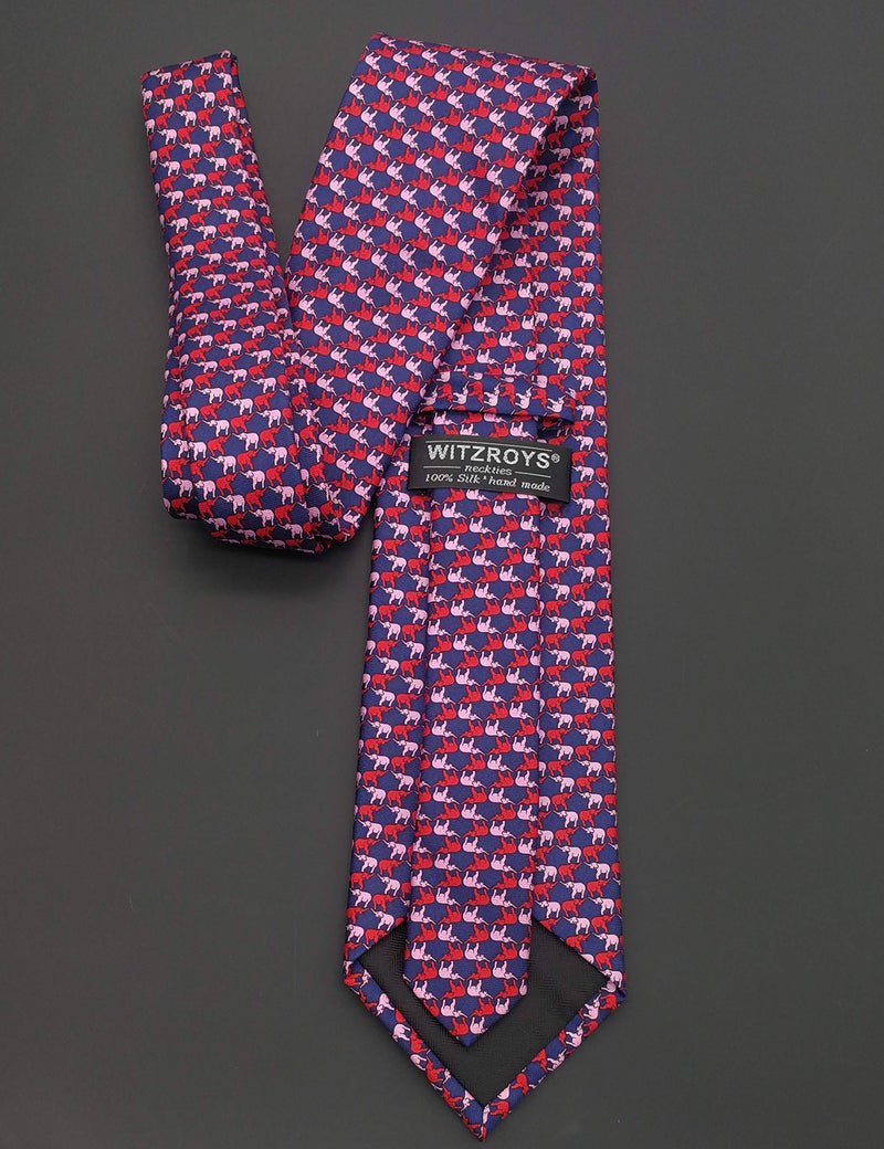 WITZROYS 100% Silk Ties for Men Handmade Neckties with Elephants Printed+Gift box - Image 4